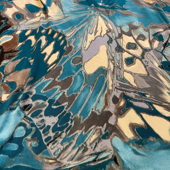 Connected Apparel Cap Sleeve Mock Wrap Dress Teal - Picture 3 of 15